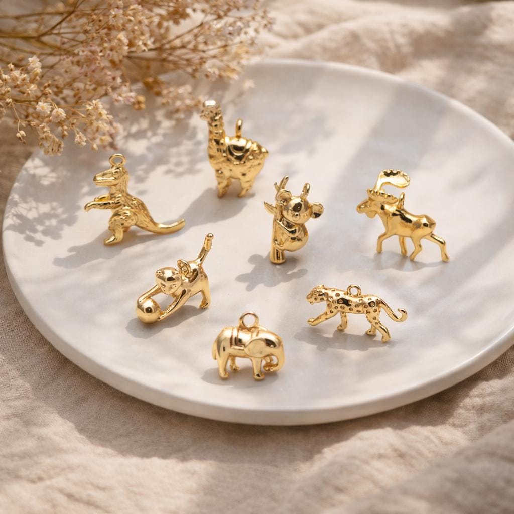 10pcs Gold Cute Animal Charm, Jewelry Making, Diy Material, Jewelry Supplies (GB-2707)